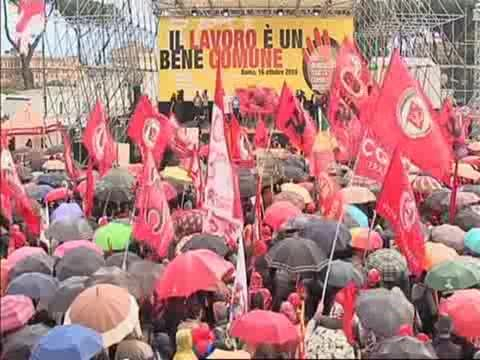 Intervento degli operai della Fiat alla Manifestazione Fiom del 16 ottobre 2010